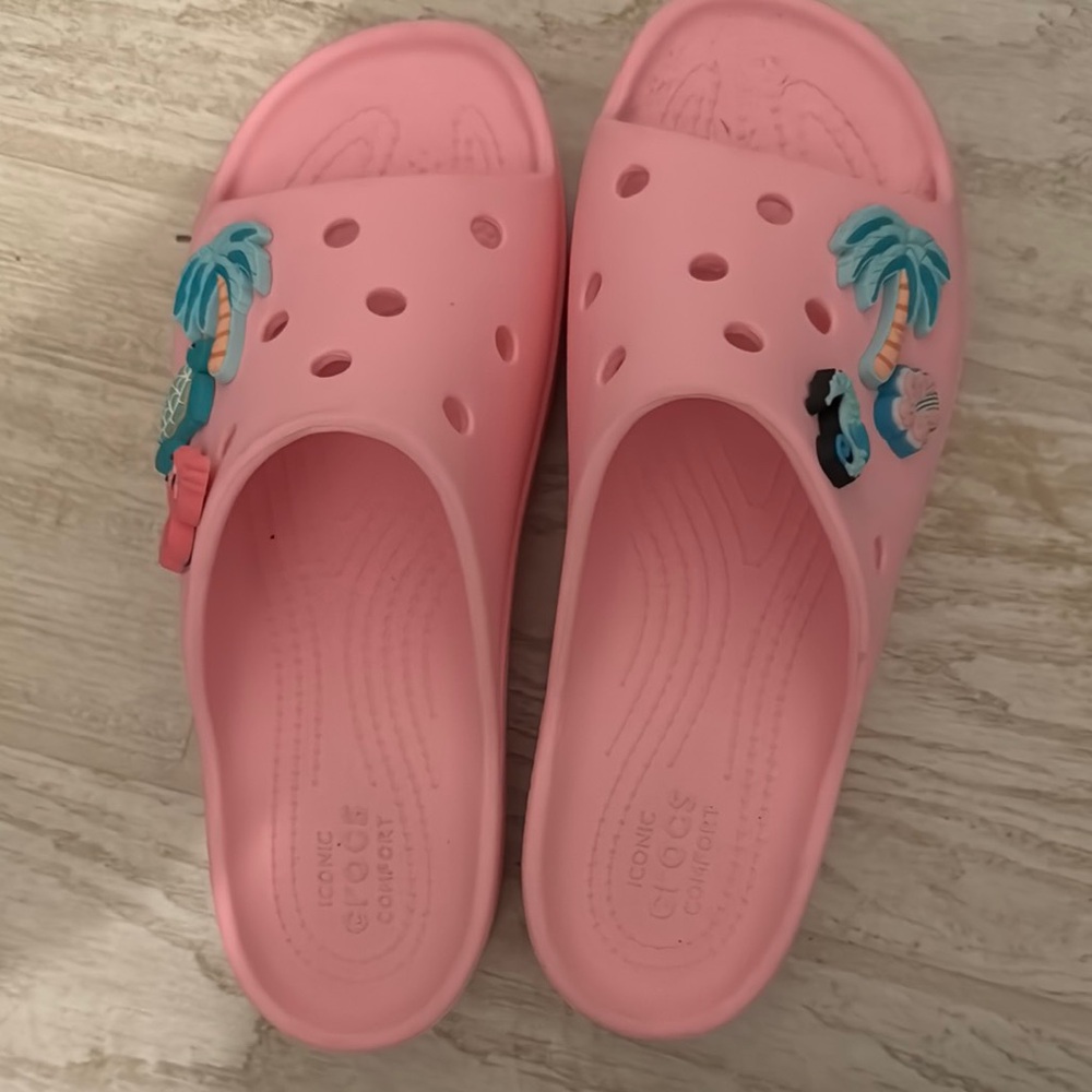 CROCS Pink Sandals with Ventilated Design